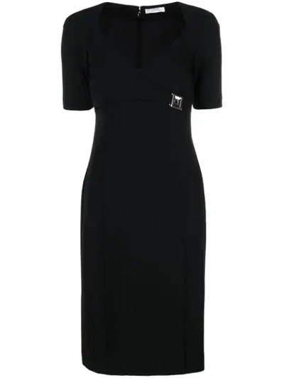 Shop Versace Embellished Pencil Dress In Black