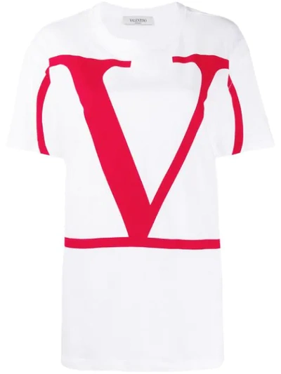 Shop Valentino Vlogo Print T-shirt In White