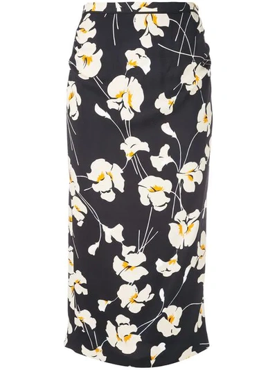 Shop N°21 Floral Print Midi Skirt In Black