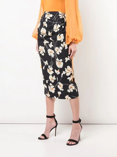 Shop N°21 Floral Print Midi Skirt In Black