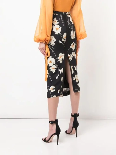 Shop N°21 Floral Print Midi Skirt In Black