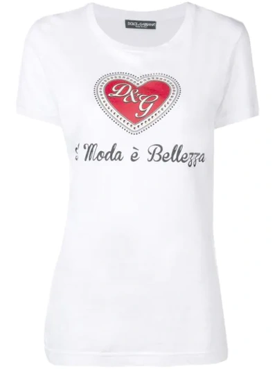 Shop Dolce & Gabbana Moda È Bellezza T-shirt In White