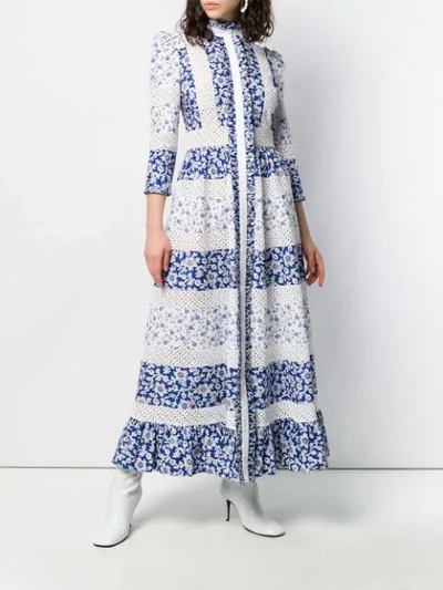 Shop Alexander Mcqueen Printed Shirt Dress In Blue