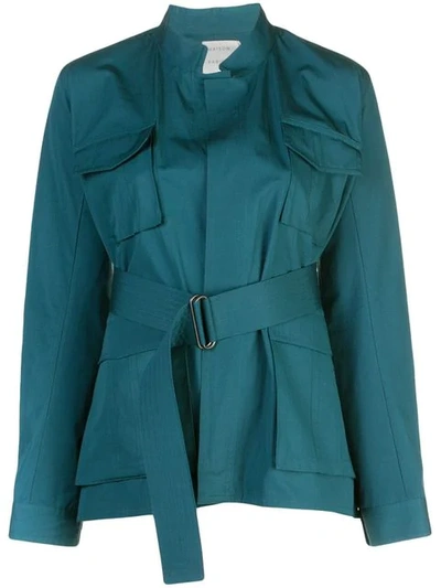 Shop Maison Rabih Kayrouz Belted Jacket In Blue