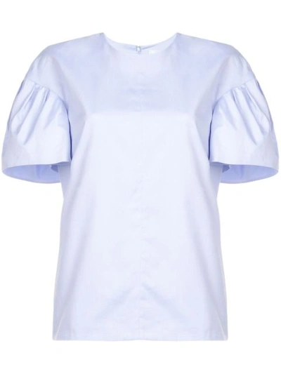 Shop Victoria Victoria Beckham Puff Sleeve Blouse In Blue