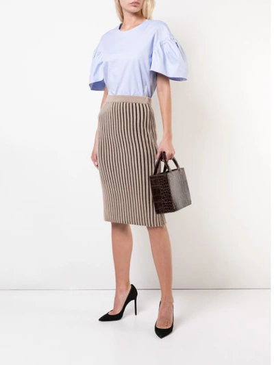 VICTORIA VICTORIA BECKHAM PUFF SLEEVE BLOUSE - 蓝色