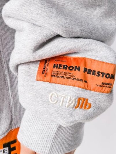 Shop Heron Preston Contrast Logo Hoodie In Grey