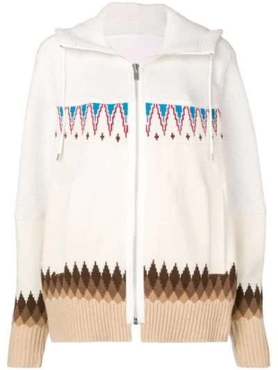 Shop Sacai Hooded Sweater - Neutrals
