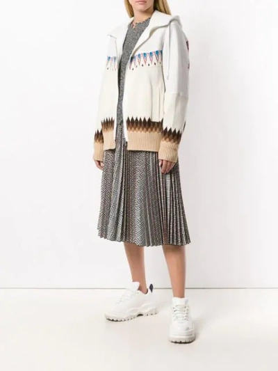 Shop Sacai Hooded Sweater - Neutrals