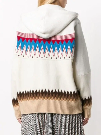 Shop Sacai Hooded Sweater - Neutrals