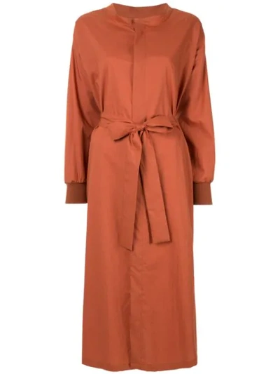 FREI EA BELTED SHIRT DRESS - 棕色