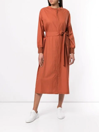 FREI EA BELTED SHIRT DRESS - 棕色