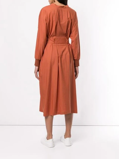 Shop Frei Ea Belted Shirt Dress In Brown