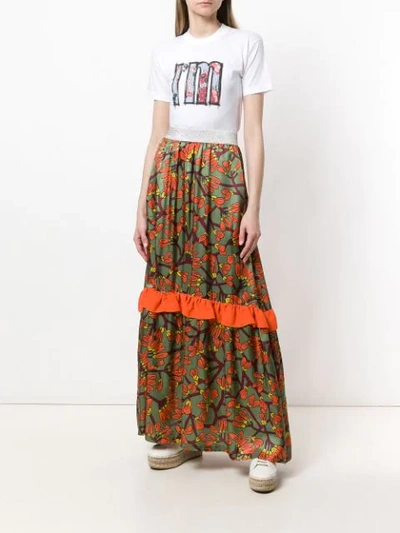 Shop I'm Isola Marras Floral Print Long Ruffle Skirt In Multicolour