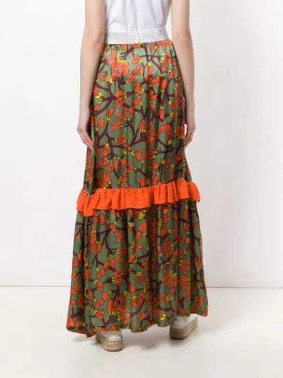 Shop I'm Isola Marras Floral Print Long Ruffle Skirt In Multicolour