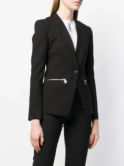 Shop Karl Lagerfeld Logo Tape Blazer In Black