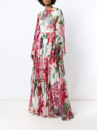 Shop Dolce & Gabbana Peony-print Silk Dress In Har40