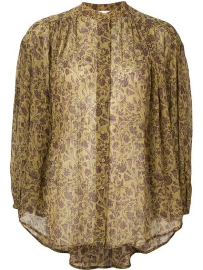 Shop Zimmermann Floral Button Up Blouse In Gold