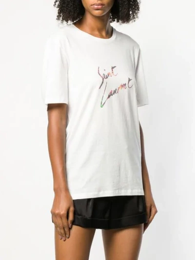 Shop Saint Laurent 80's Style Logo T-shirt In White