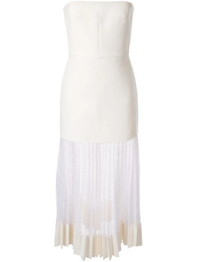 Shop Dion Lee Net-pleat Strapless Dress In White