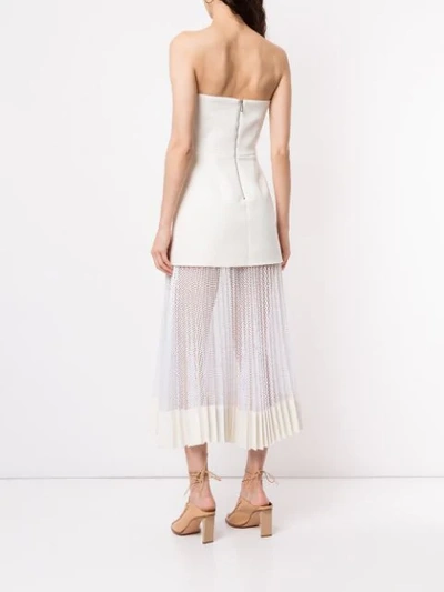 Shop Dion Lee Net-pleat Strapless Dress In White