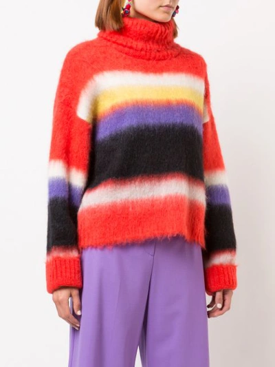 Shop Diane Von Furstenberg Block Stripe Polo Jumper In Red