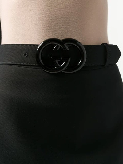 Shop Gucci Gg Belt Pencil Skirt In 1000 Black