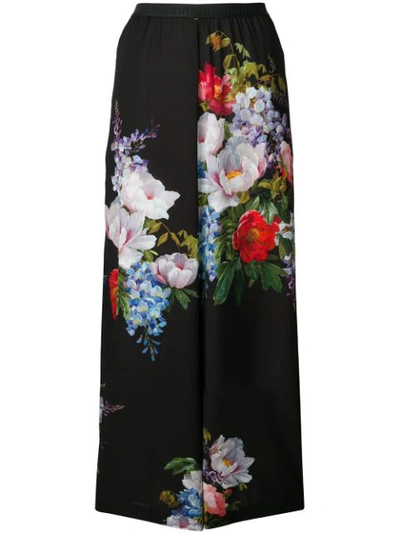 ANTONIO MARRAS WIDE LEG FLORAL TROUSERS - 黑色