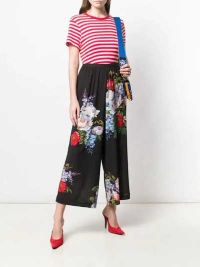 Shop Antonio Marras Wide Leg Floral Trousers In Black