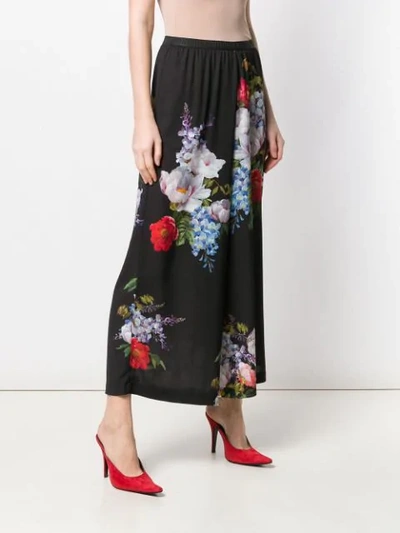 Shop Antonio Marras Wide Leg Floral Trousers In Black