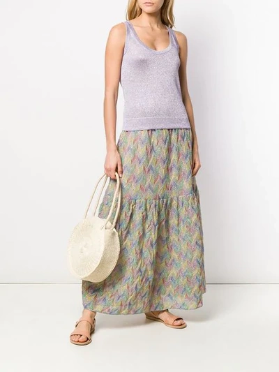 Shop Missoni Patterned Maxi Skirt In Green