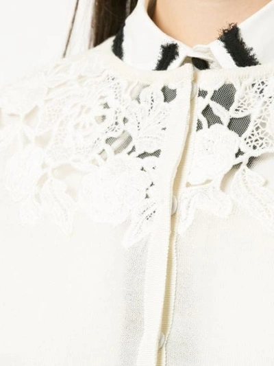 Shop Giambattista Valli Open Embroidery Cardigan In White