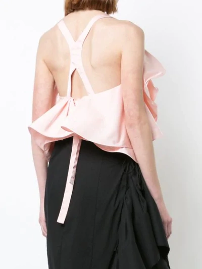 Shop Rosie Assoulin Fluted-ruffle Cross-back Top In Pink