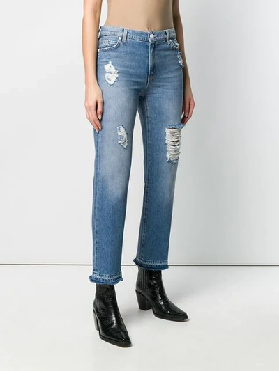 Shop Pinko Ripped Cigarette Jeans In Blue