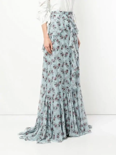 floral flared maxi skirt