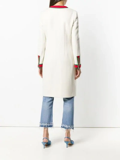Shop Gucci Web Trim Coat In White