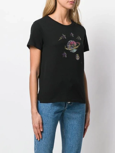 Shop Saint Laurent Space Print T-shirt In Black