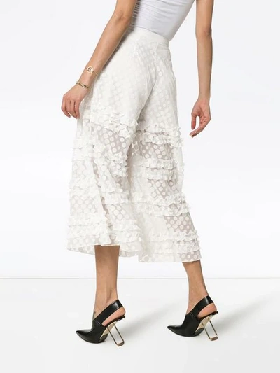 Shop Paskal Ruffle Detail Polka Dot Culotte Trousers In White