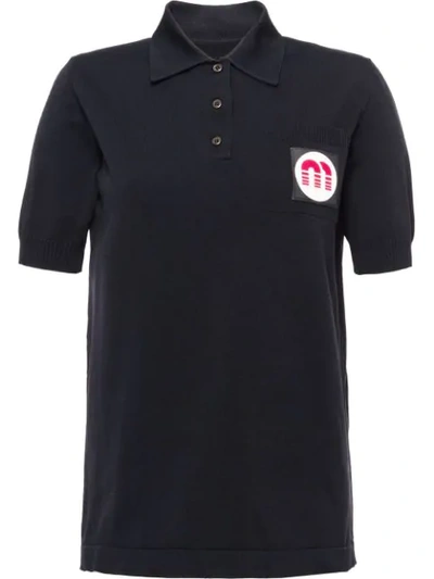 Shop Miu Miu Nylon Polo Shirt In Black