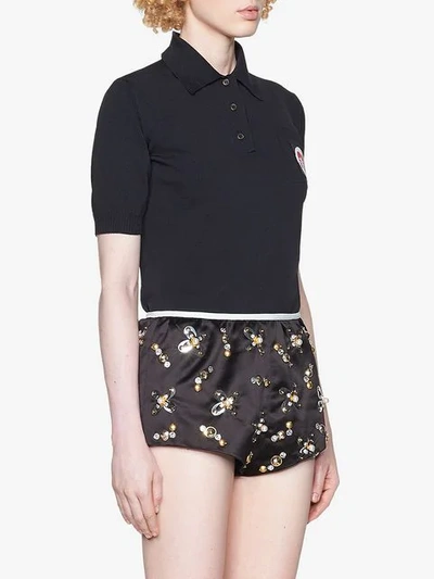 Shop Miu Miu Nylon Polo Shirt In Black