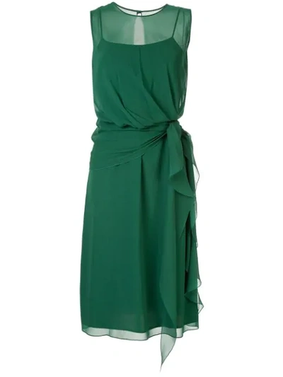 Shop Max Mara Semi Sheer Layered Dress In Green