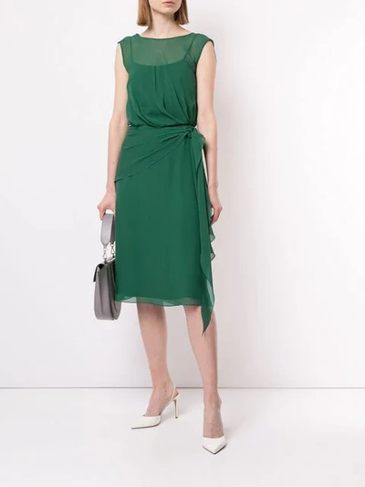 Shop Max Mara Semi Sheer Layered Dress In Green