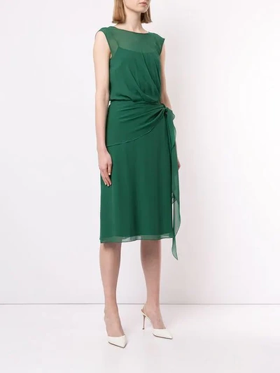 Shop Max Mara Semi Sheer Layered Dress In Green