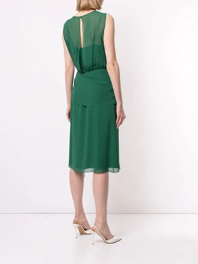 Shop Max Mara Semi Sheer Layered Dress In Green