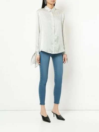 Shop Nobody Denim Silk Cuff Shirt Fine Stripe - White