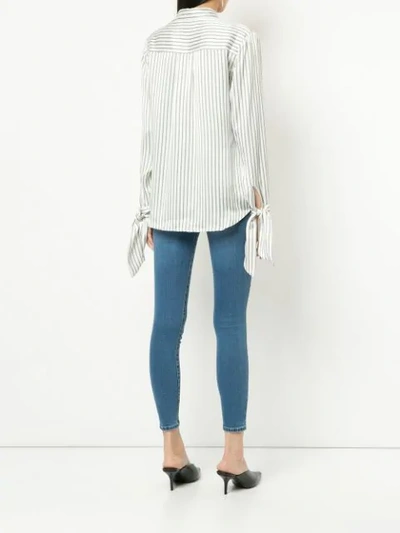 Shop Nobody Denim Silk Cuff Shirt Fine Stripe - White