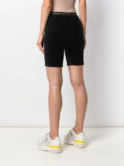 Shop Chiara Ferragni Samt-shorts Mit Logo In Black