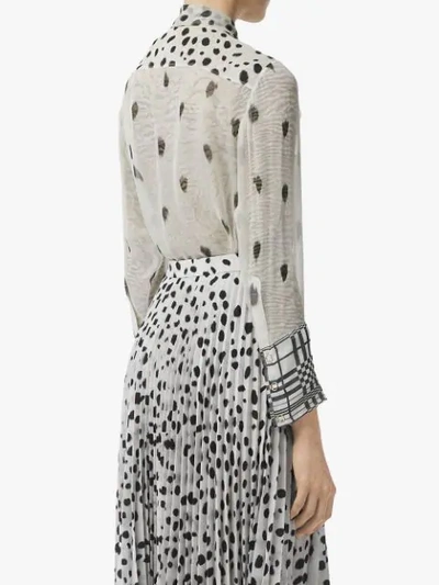 Shop Burberry Dalmatian Print Pussy-bow Blouse In Black
