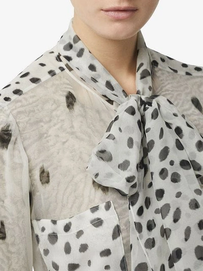 Shop Burberry Dalmatian Print Pussy-bow Blouse In Black