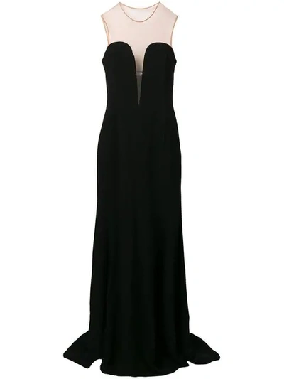 Shop Stella Mccartney Sheer Panel Evening Dress In Black